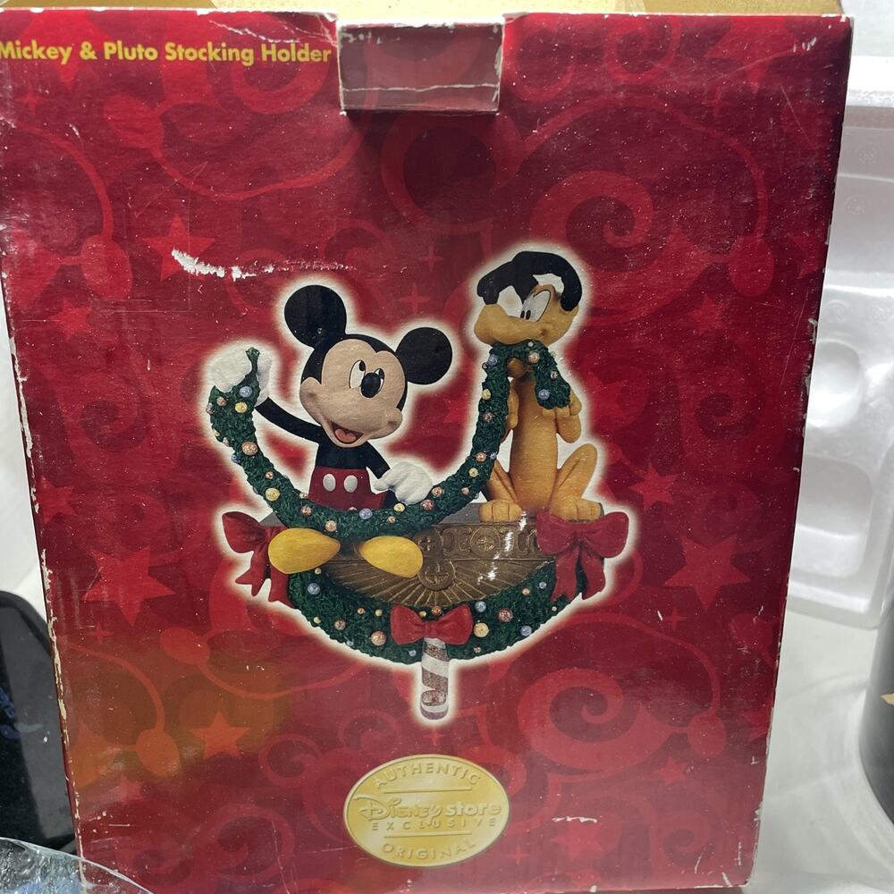 Vintage Disney Mickey Mouse & Pluto Garland Christmas Stocking Holder/Hanger